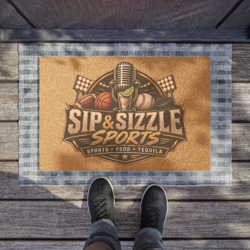 Sip & Sizzle Sports Doormat – Sports, Food & Tequila Bar Entrance Mat