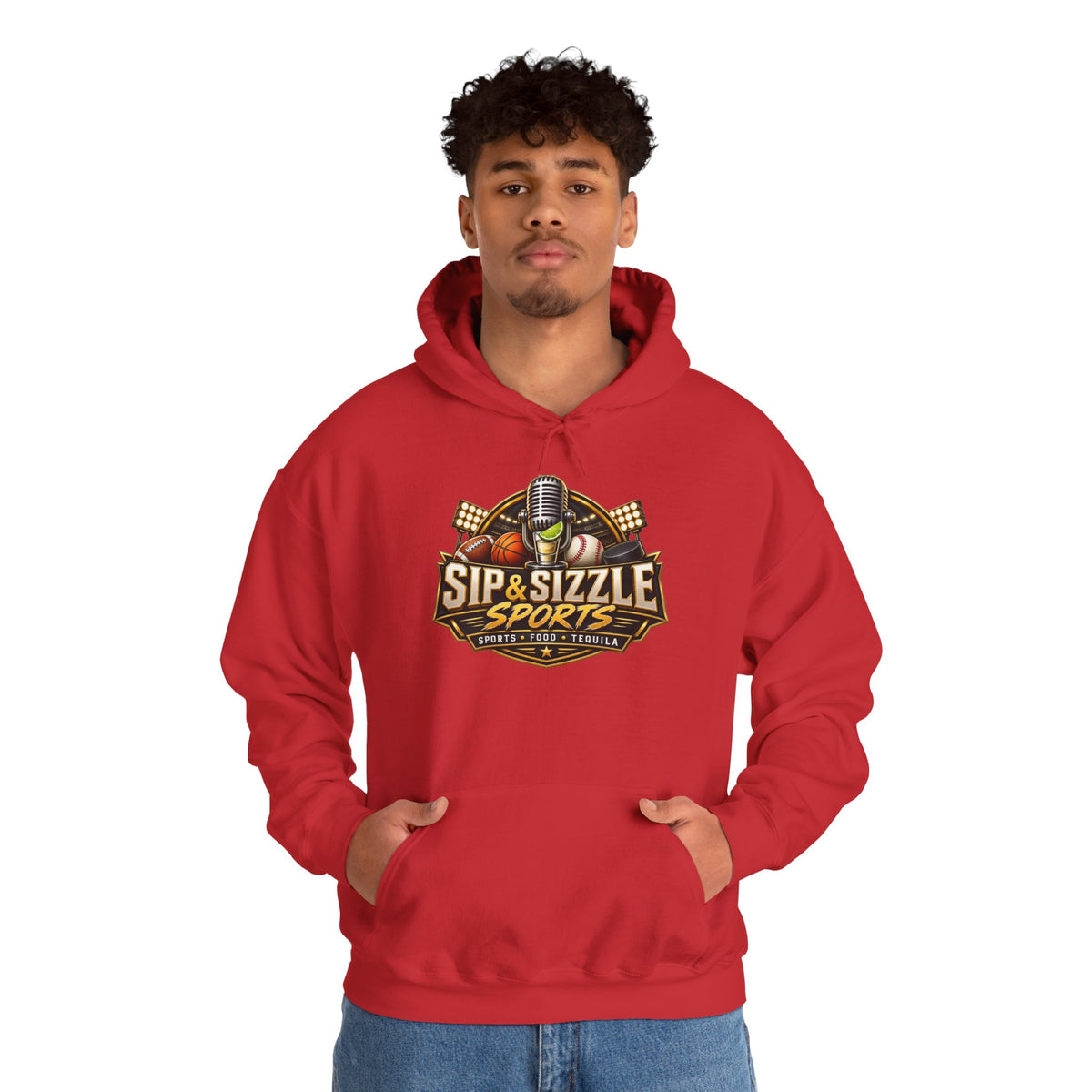 Sip & Sizzle Sports Hoodie — Sports Podcast Logo Pullover
