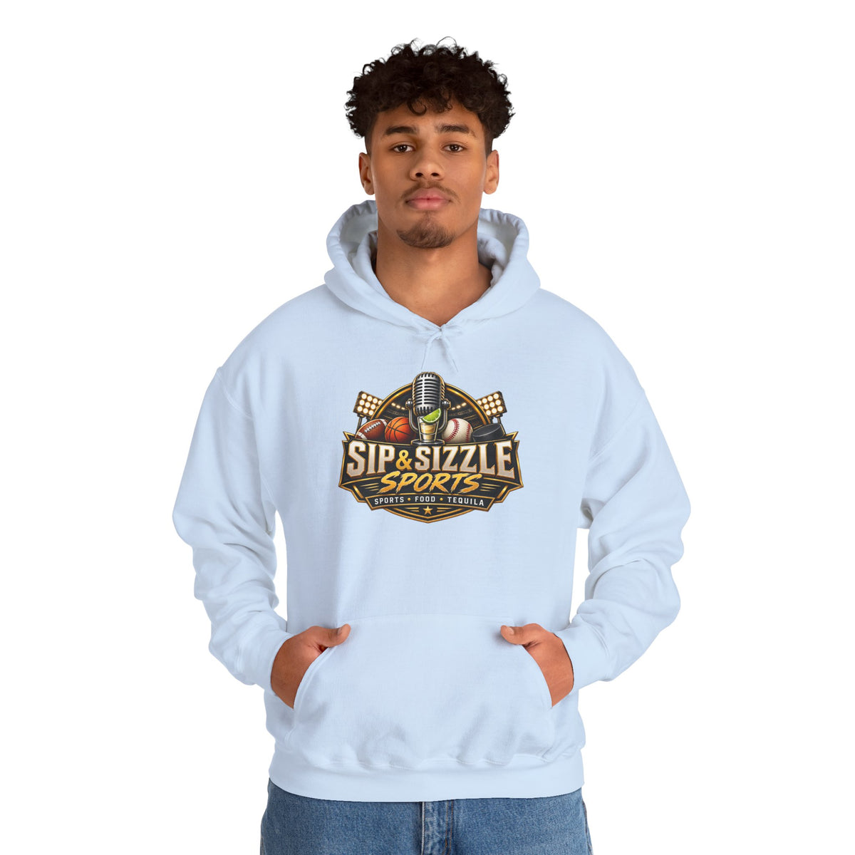 Sip & Sizzle Sports Hoodie — Sports Podcast Logo Pullover