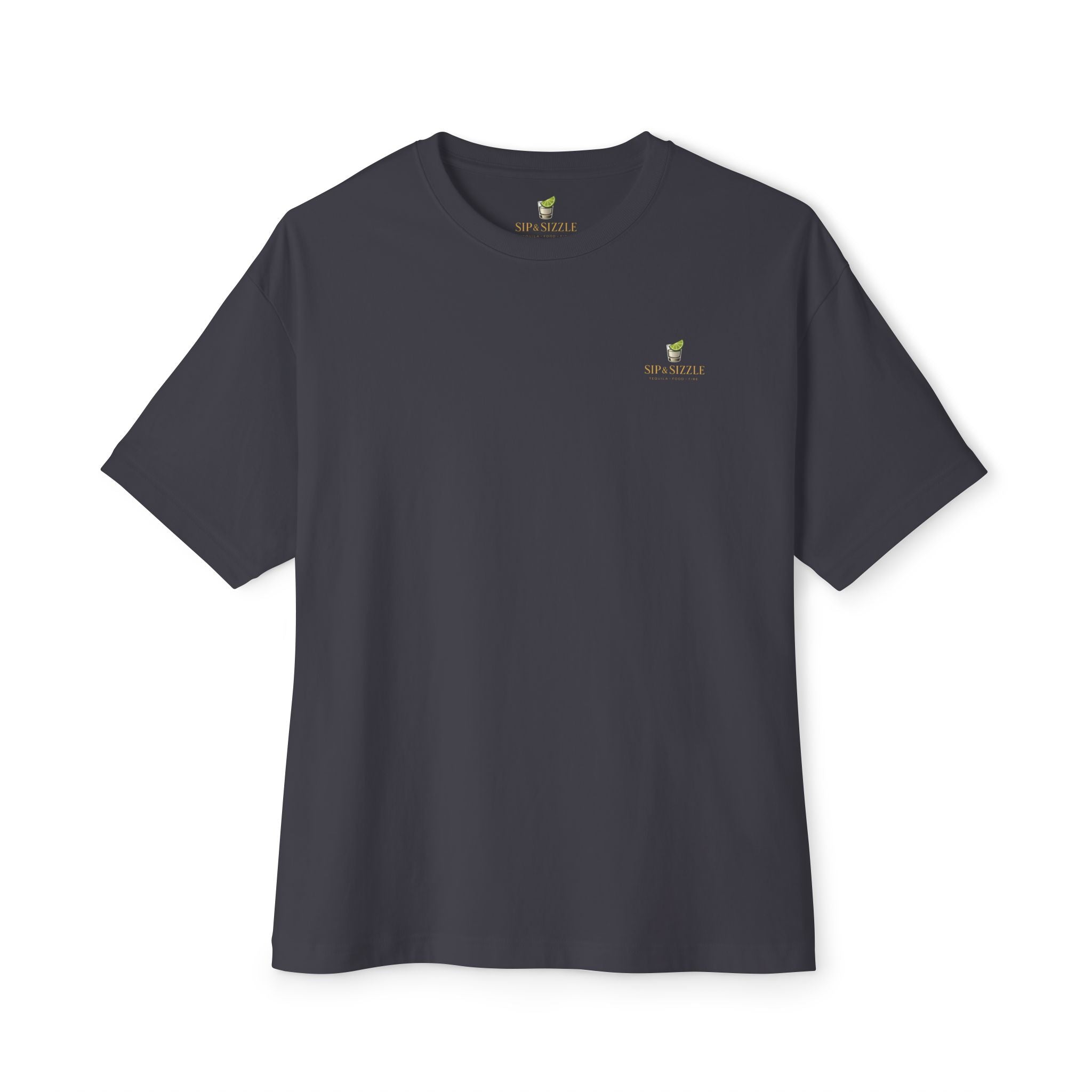 Sip & Sizzle Tee -Graphic Oversized Boxy T-Shirt Front and Back logo