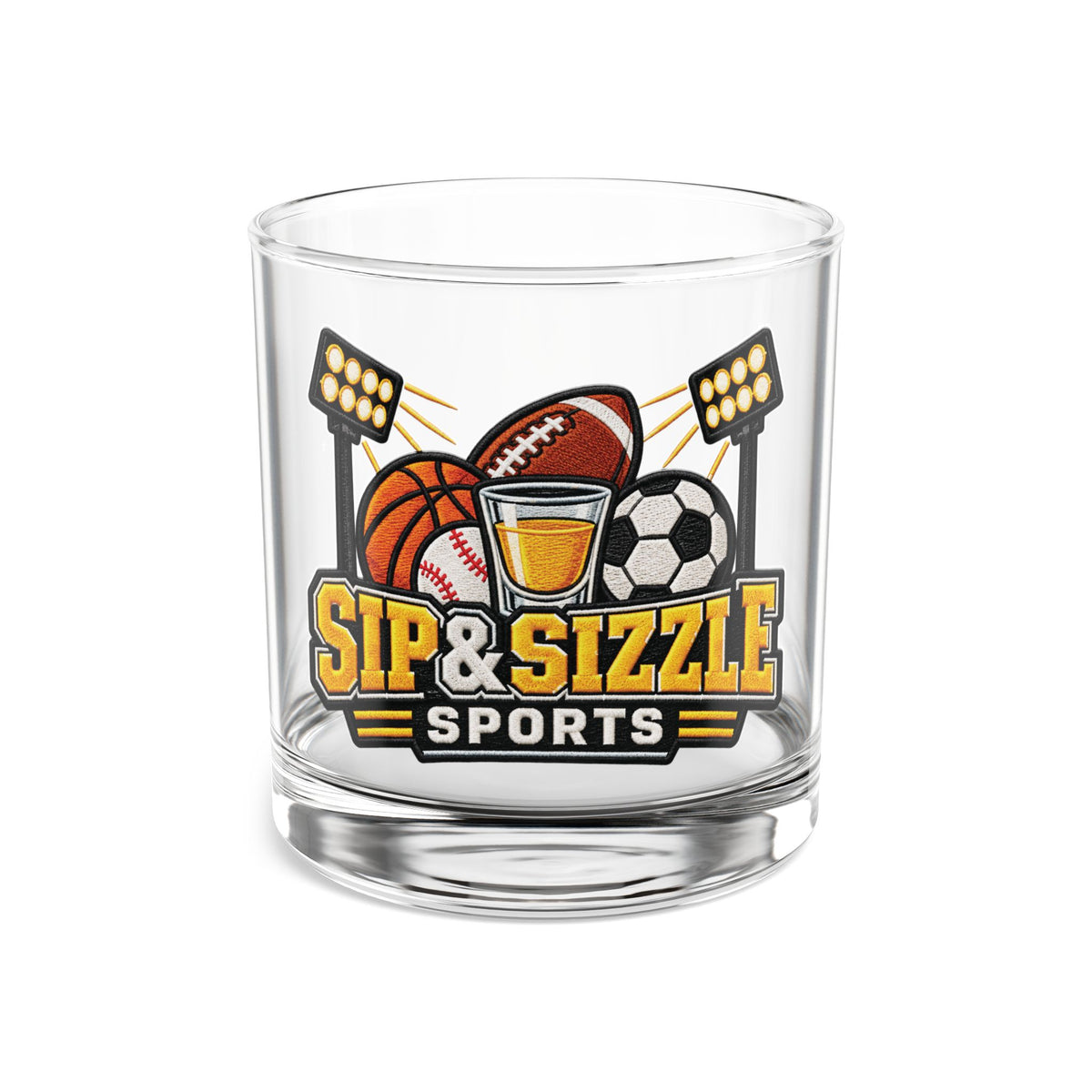 Sip & Sizzle Sports Rocks Glass — 10oz Game Day Whiskey Glass