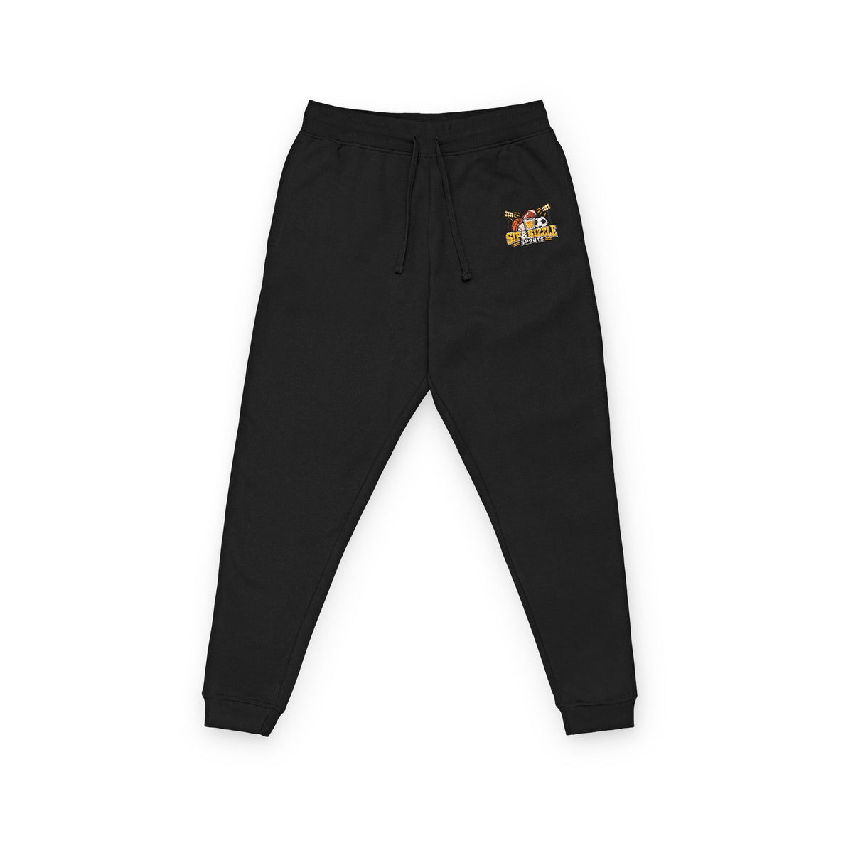 Embroidered Cozy Joggers — Fall Leaf Cartoon Patch