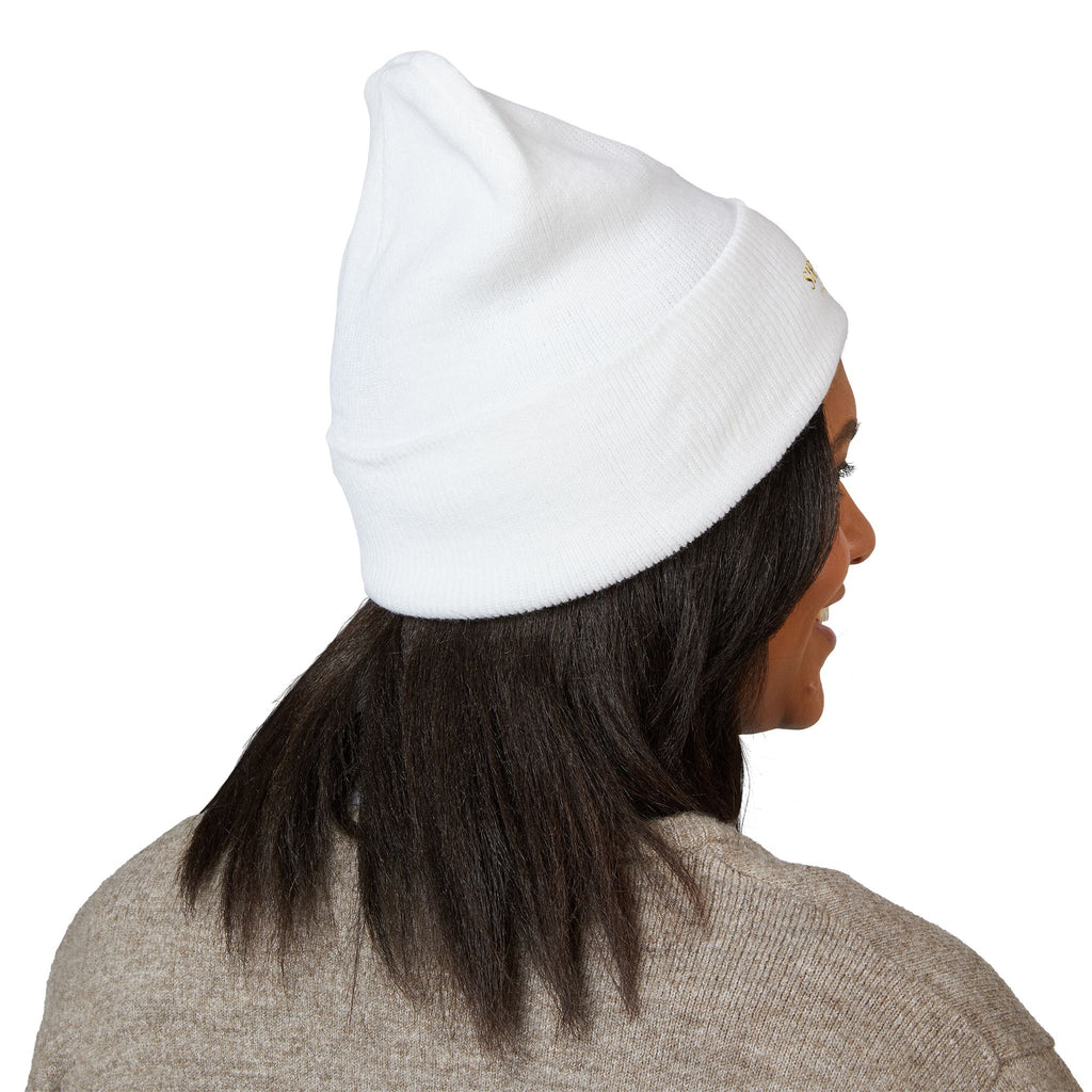 Embroidered Daffodil Cuffed Beanie — Floral Spring Knit Hat
