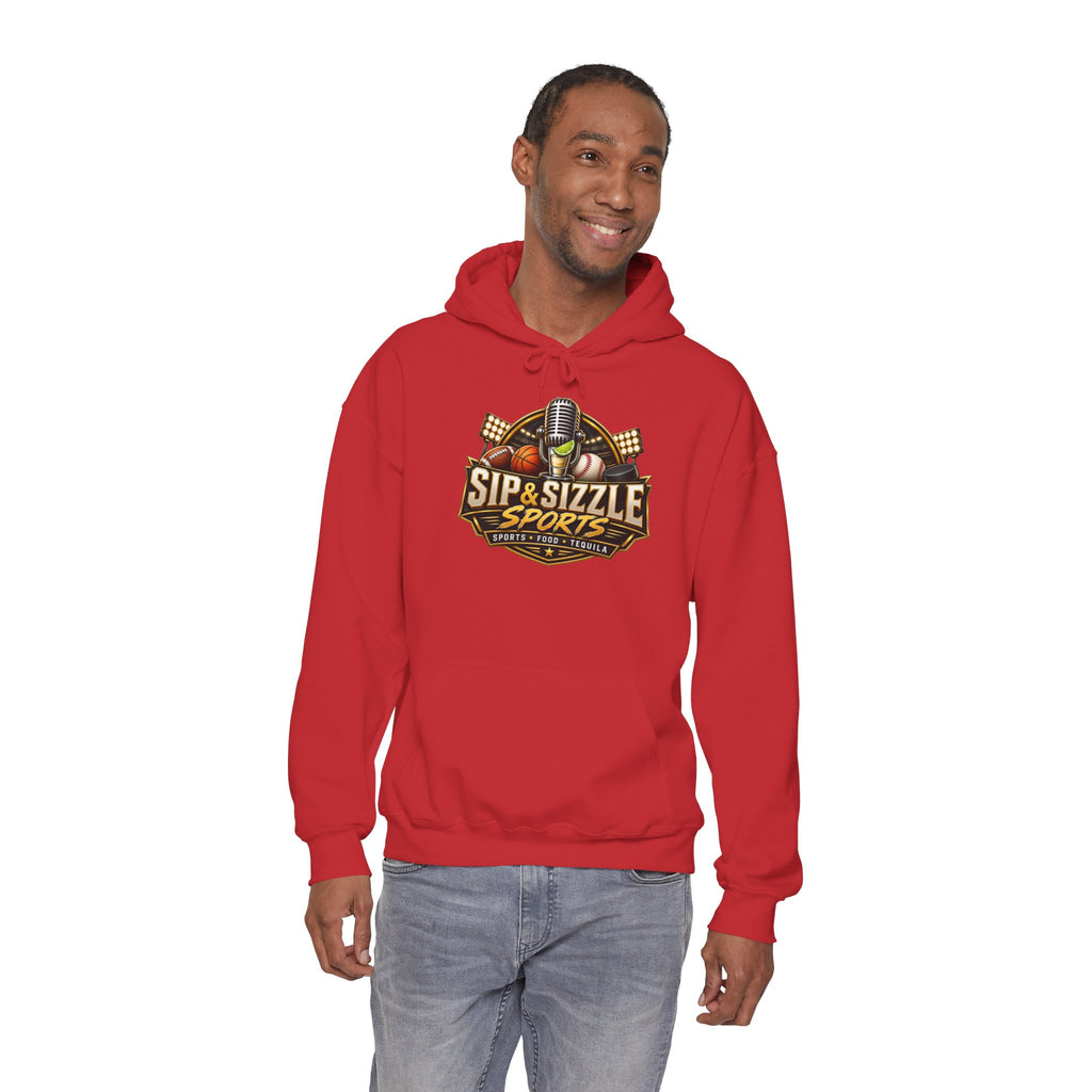 Sip & Sizzle Sports Hoodie — Sports Podcast Logo Pullover