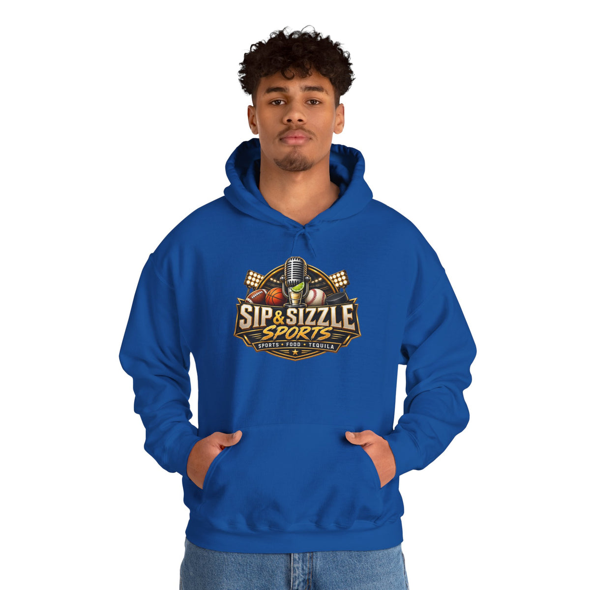 Sip & Sizzle Sports Hoodie — Sports Podcast Logo Pullover