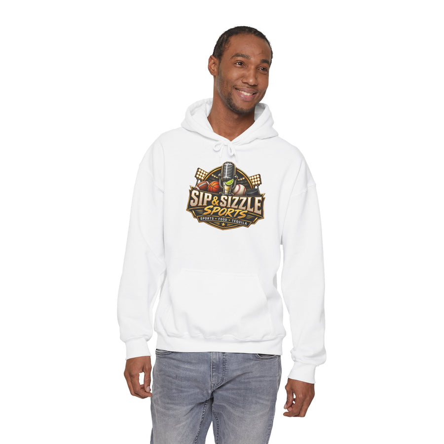 Sip & Sizzle Sports Hoodie — Sports Podcast Logo Pullover