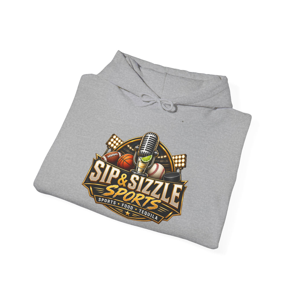 Sip & Sizzle Sports Hoodie — Sports Podcast Logo Pullover