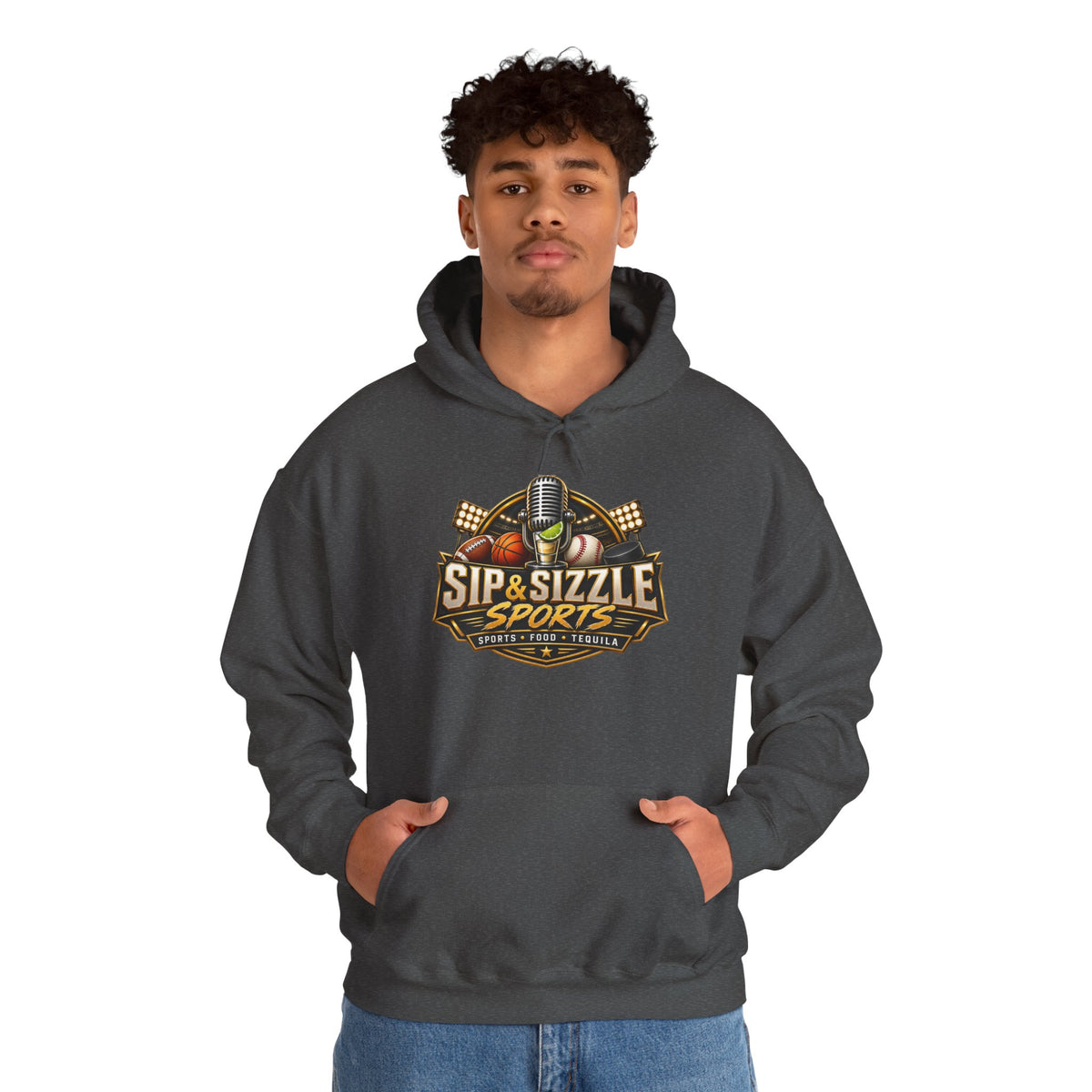 Sip & Sizzle Sports Hoodie — Sports Podcast Logo Pullover