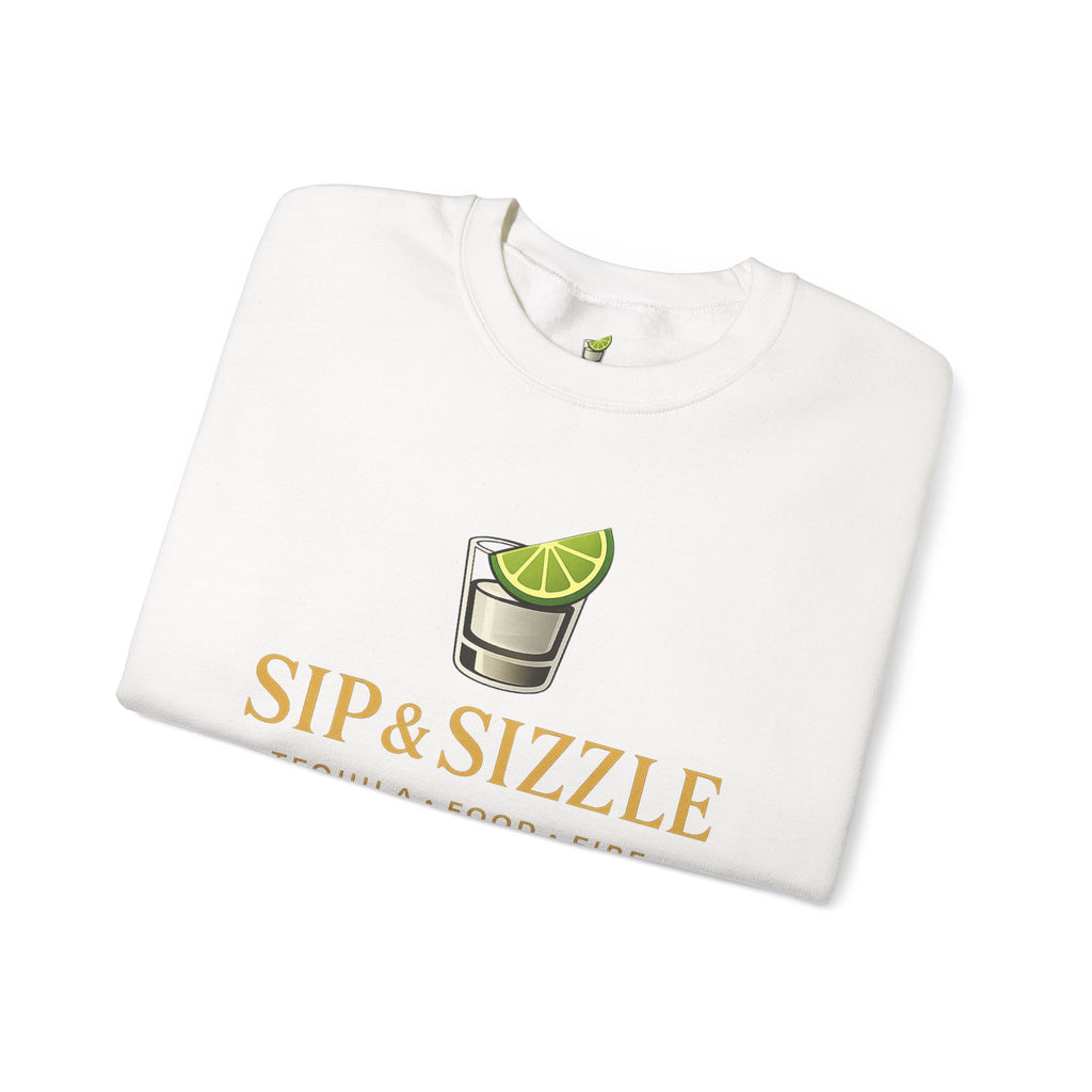 Crewneck Sweatshirt — "Sip & Sizzle" Tequila Shot Logo
