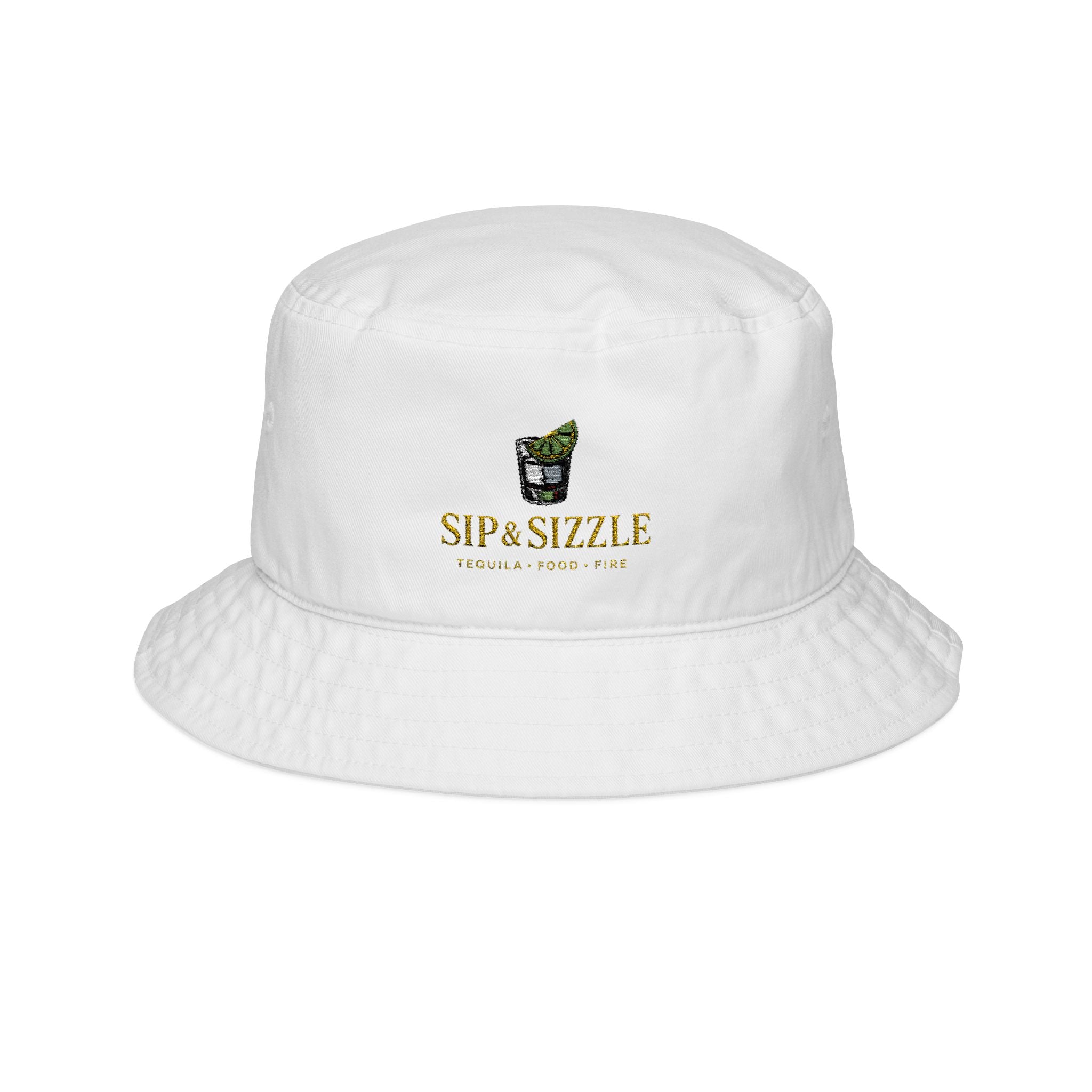 Sips & Sizzle Embroidered Bucket Hat — Casual Summer Drink Lover Accessory