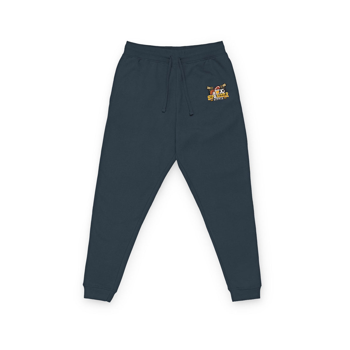 Embroidered Cozy Joggers — Fall Leaf Cartoon Patch