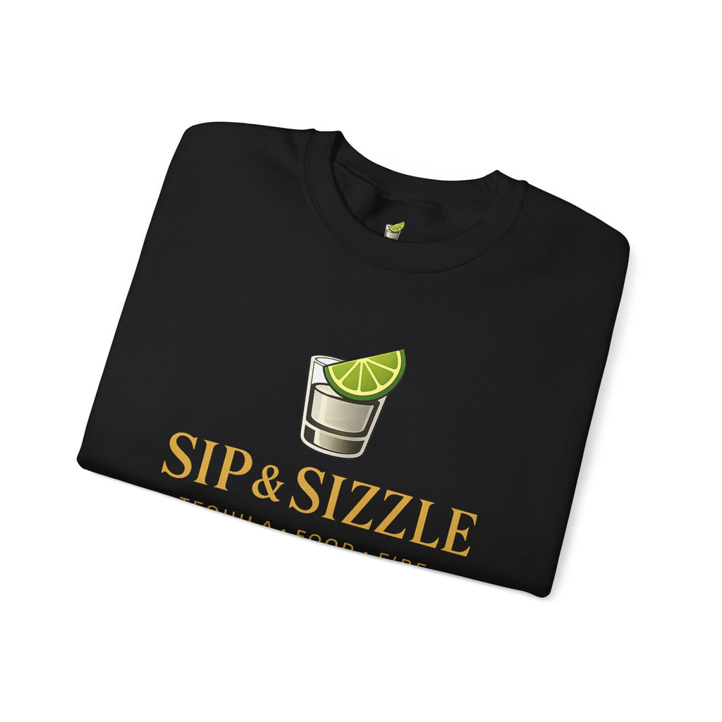 Crewneck Sweatshirt — "Sip & Sizzle" Tequila Shot Logo