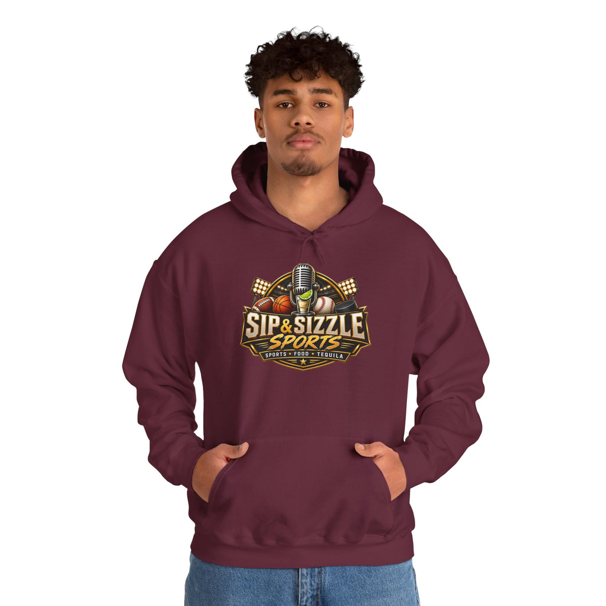 Sip & Sizzle Sports Hoodie — Sports Podcast Logo Pullover