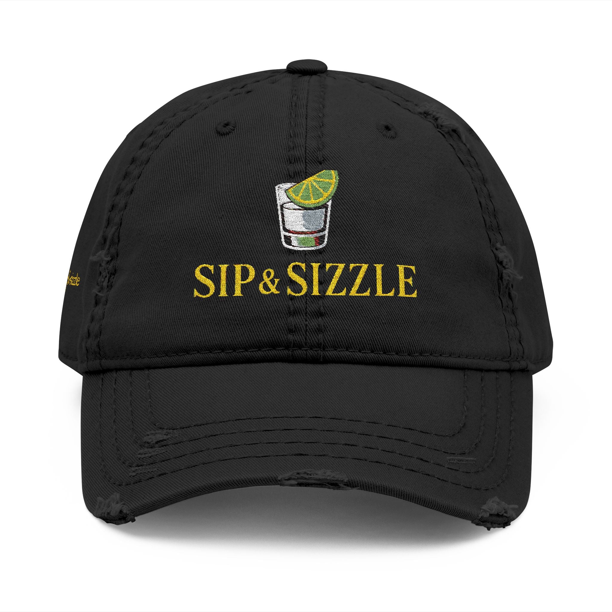 Embroidered Distressed Dad Hat — 'Sip & Sizzle' Casual Baseball Cap