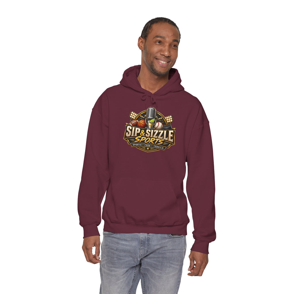 Sip & Sizzle Sports Hoodie — Sports Podcast Logo Pullover