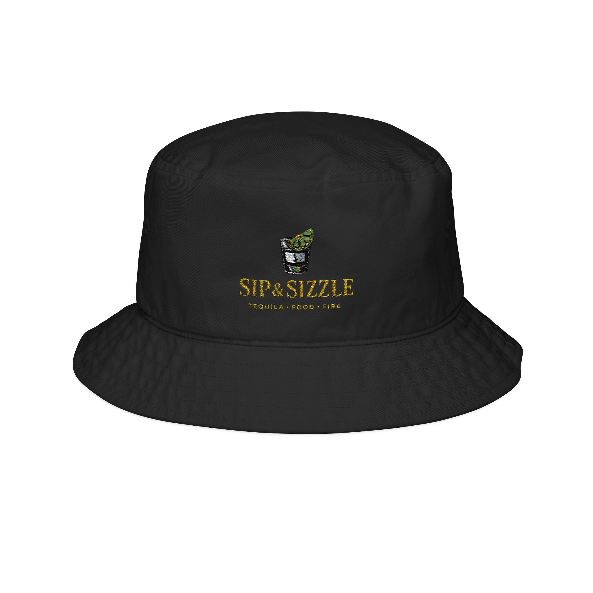 Sips & Sizzle Embroidered Bucket Hat — Casual Summer Drink Lover Accessory