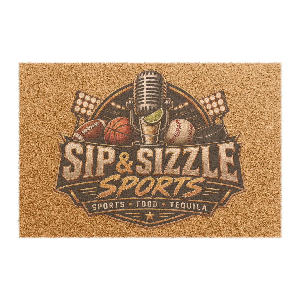Sip & Sizzle Sports Doormat – Sports, Food & Tequila Bar Entrance Mat