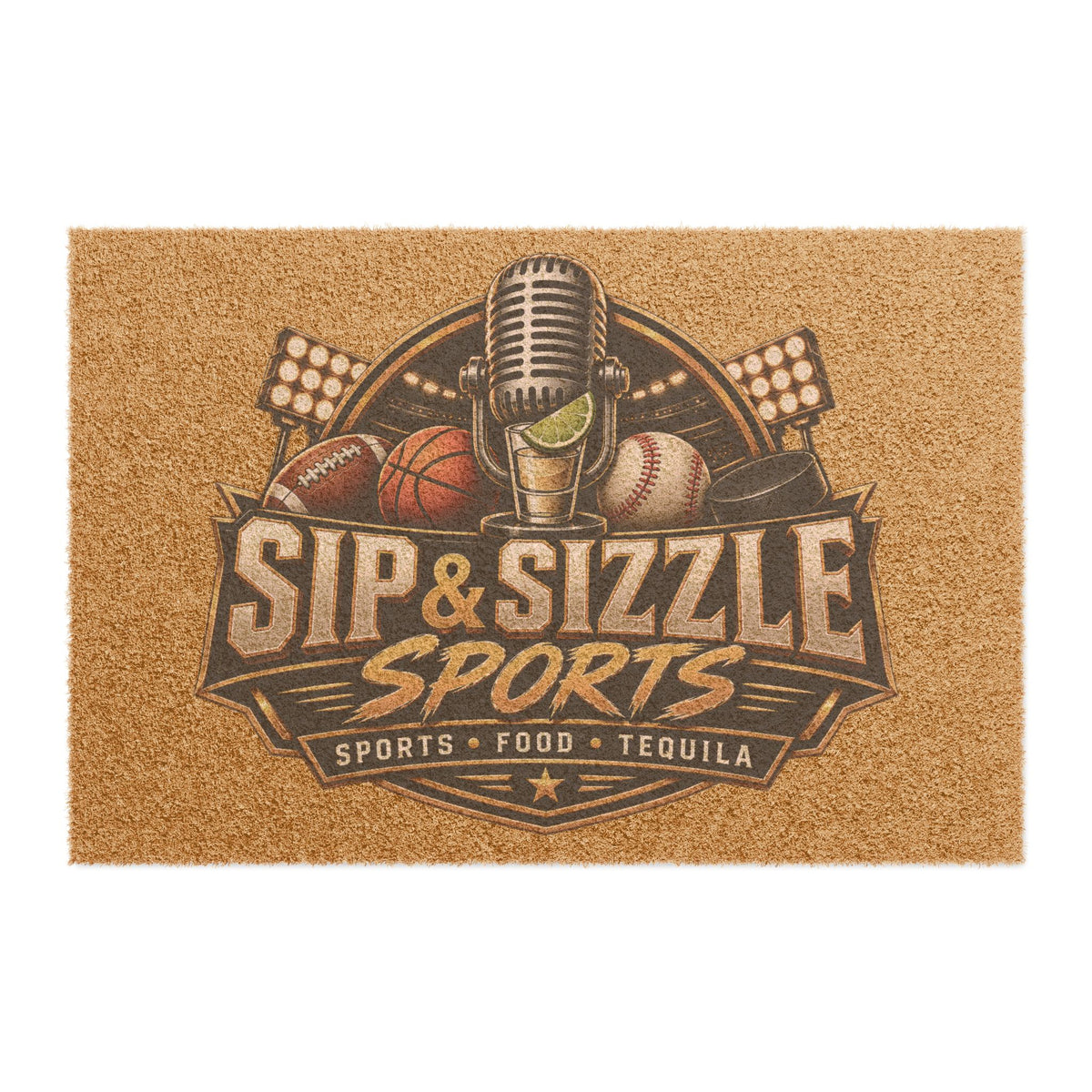 Sip & Sizzle Sports Doormat – Sports, Food & Tequila Bar Entrance Mat