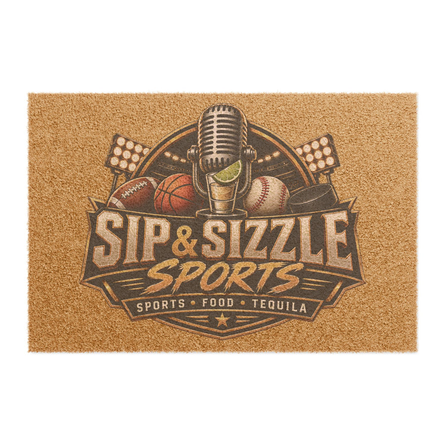 Sip & Sizzle Sports Doormat – Sports, Food & Tequila Bar Entrance Mat