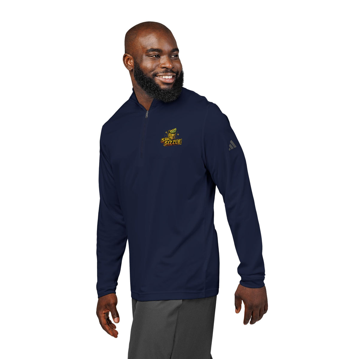 Embroidered Cheetah Patch Quarter-Zip Pullover