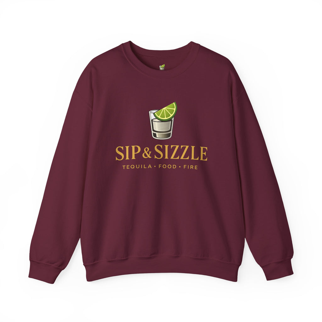 Crewneck Sweatshirt — "Sip & Sizzle" Tequila Shot Logo