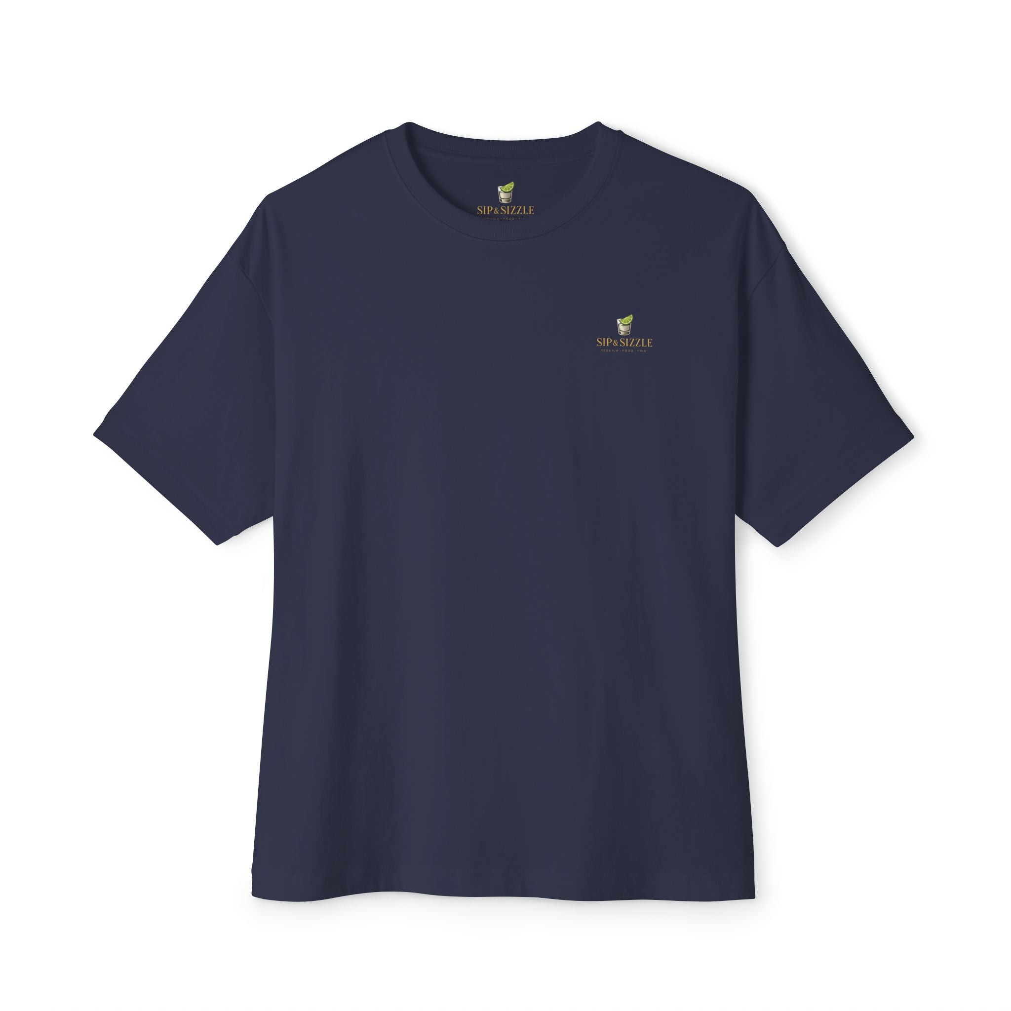 Sip & Sizzle Tee -Graphic Oversized Boxy T-Shirt Front and Back logo