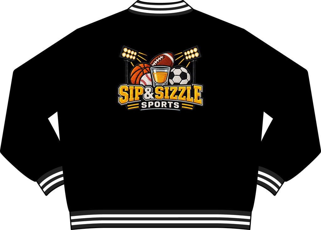 Sip & Sizzle Sports Varsity Bomber Jacket