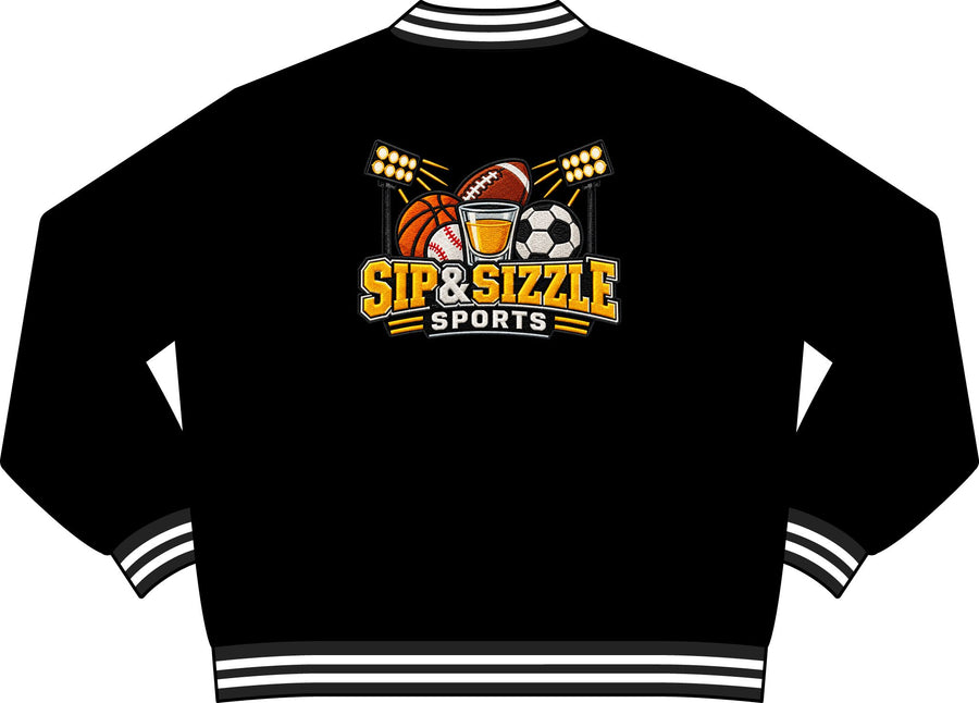Sip & Sizzle Sports Varsity Bomber Jacket