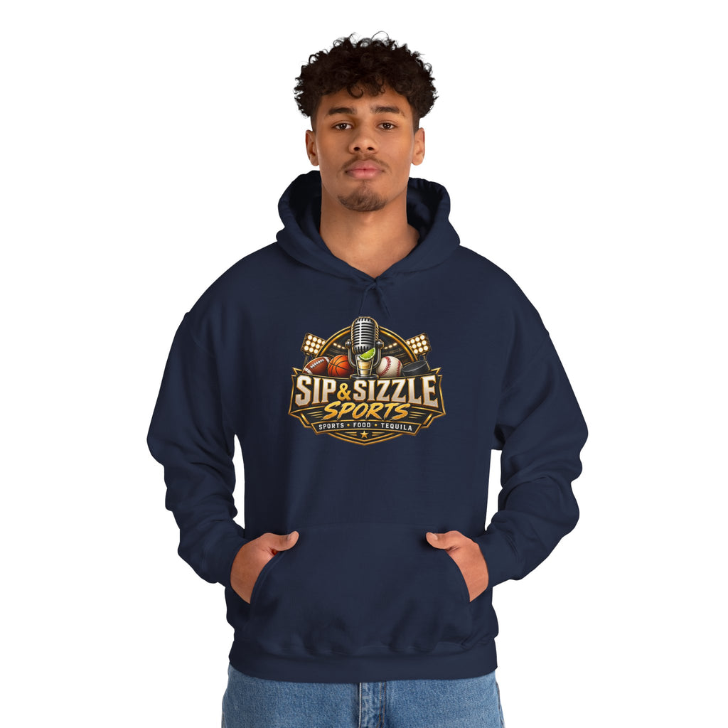 Sip & Sizzle Sports Hoodie — Sports Podcast Logo Pullover