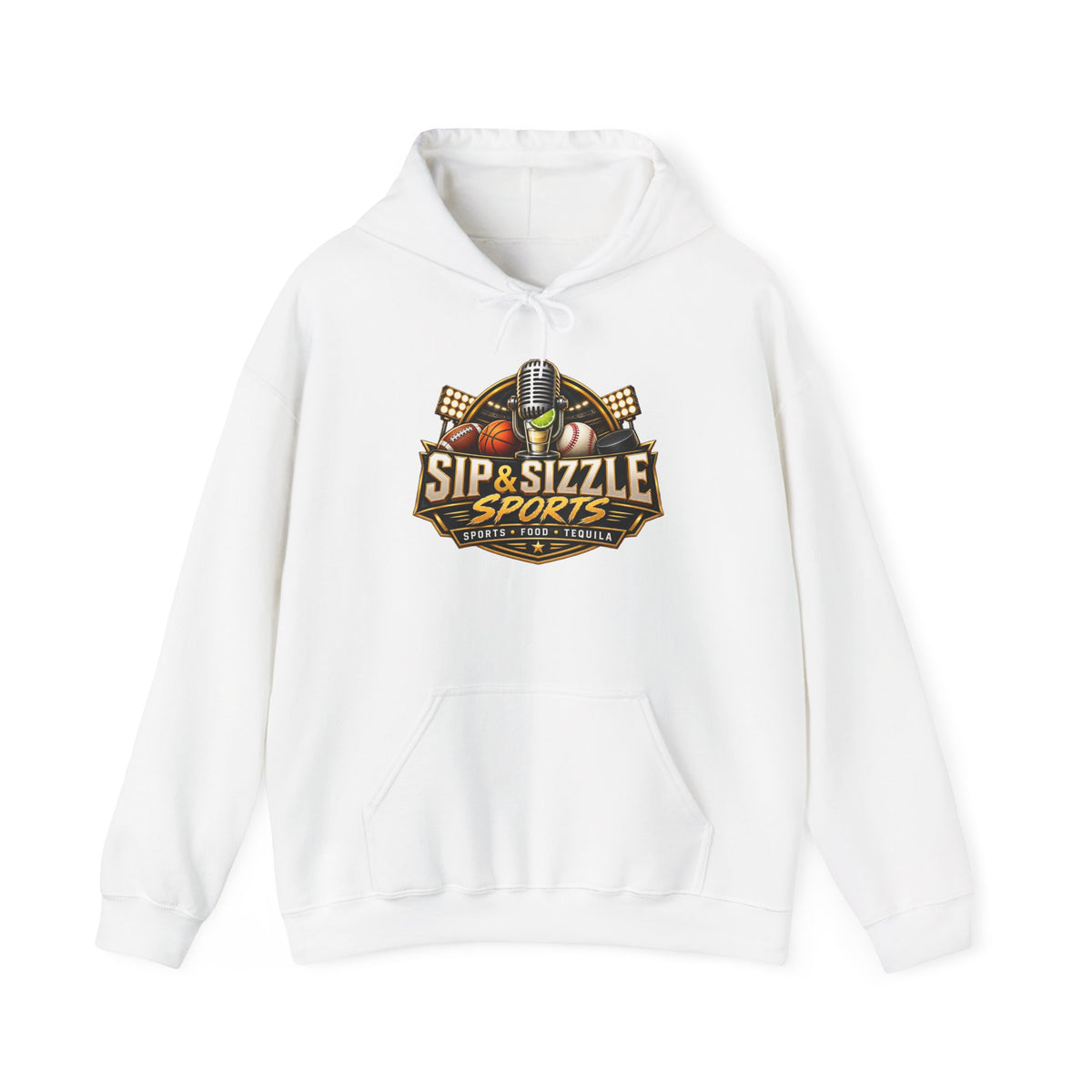 Sip & Sizzle Sports Hoodie — Sports Podcast Logo Pullover