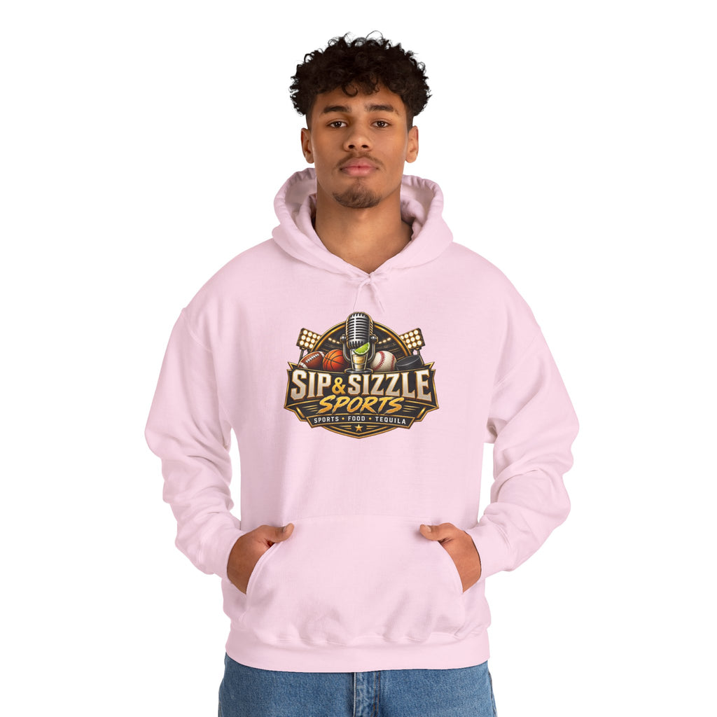 Sip & Sizzle Sports Hoodie — Sports Podcast Logo Pullover