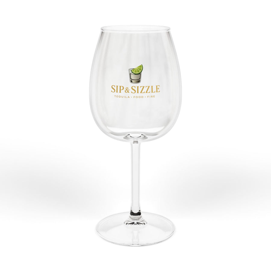 Sip & Sizzle 12oz Wine Glass – Gold Logo Cocktail & Wine Stemware