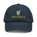 Embroidered Distressed Dad Hat — 'Sip & Sizzle' Casual Baseball Cap