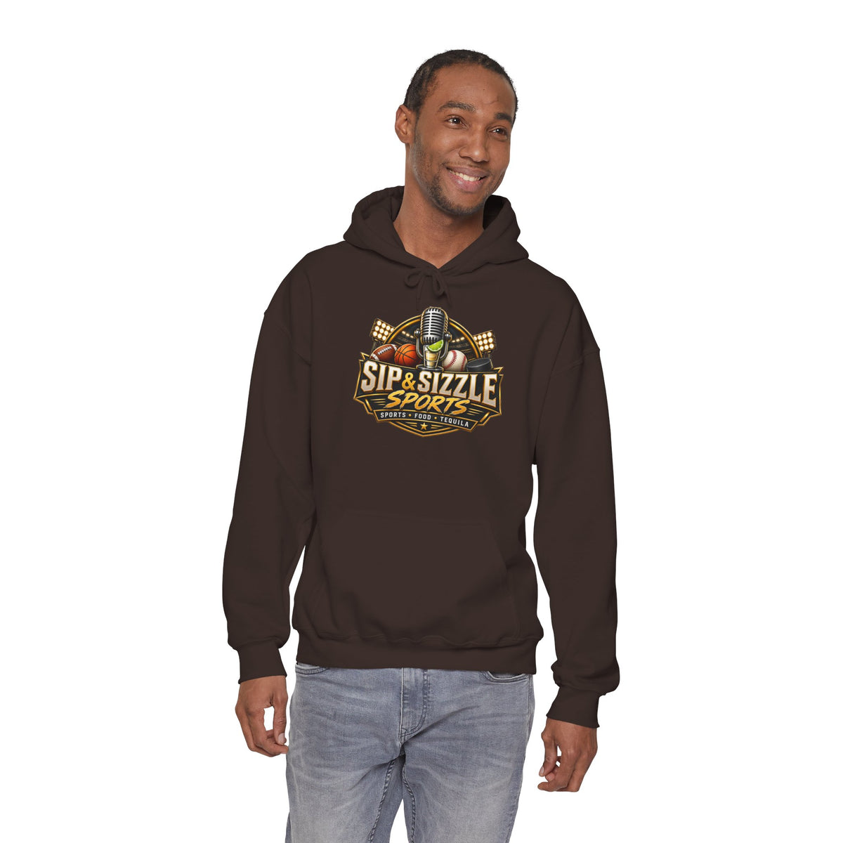 Sip & Sizzle Sports Hoodie — Sports Podcast Logo Pullover