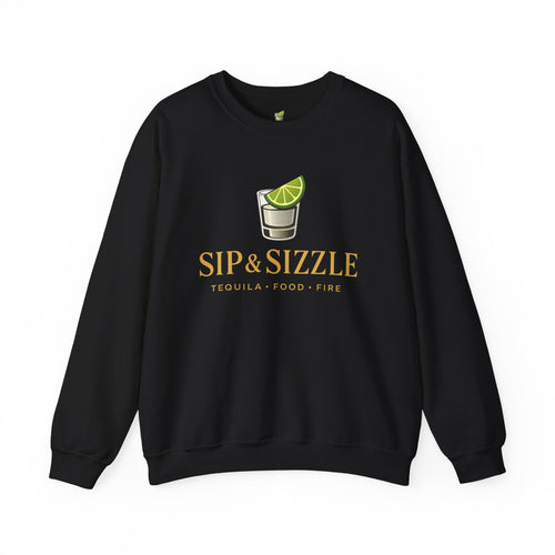 Crewneck Sweatshirt — "Sip & Sizzle" Tequila Shot Logo